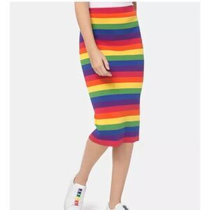 Rainbow-Striped Pencil Skirt